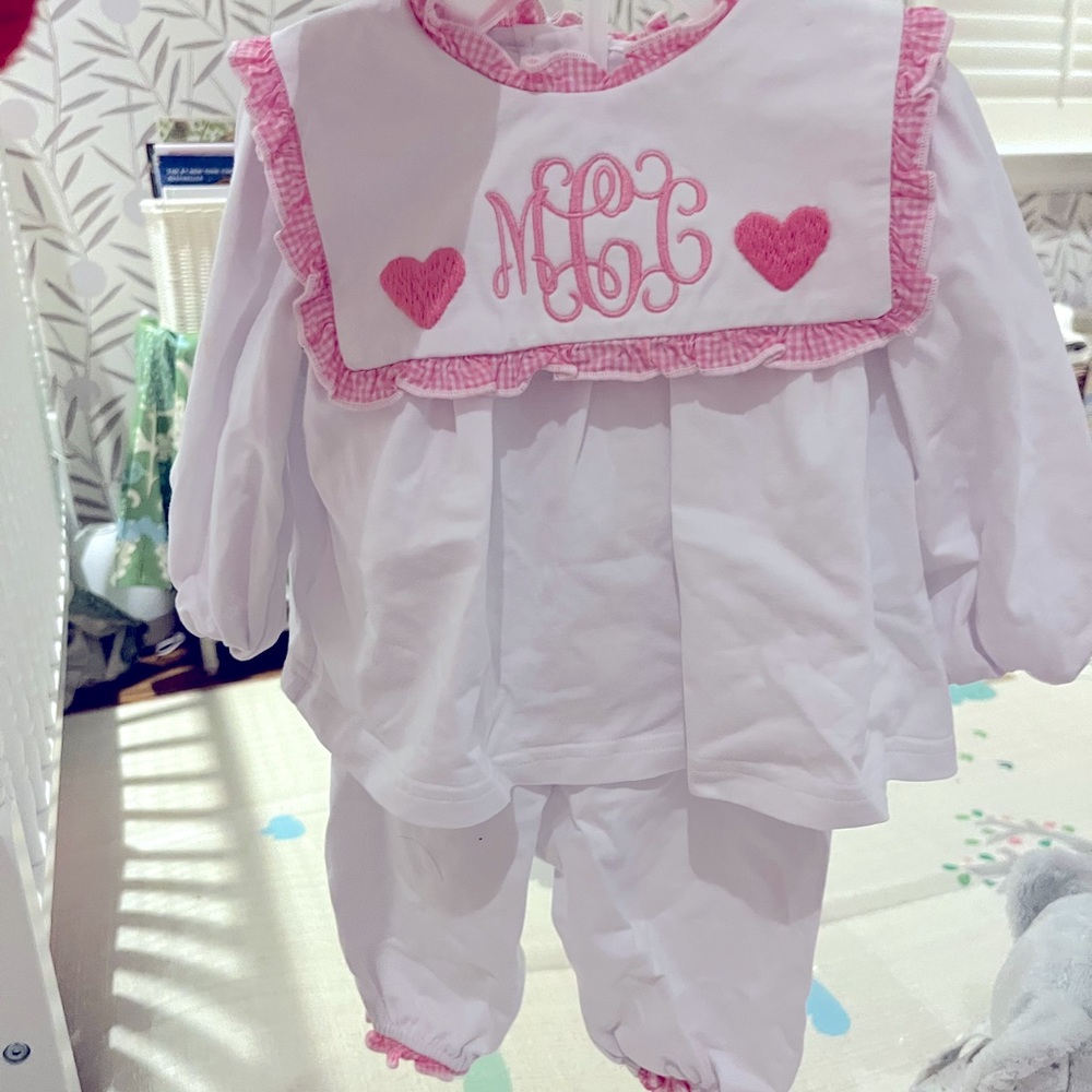 VALENTINE “MCC” monogram size 9-12 months $30 shipped